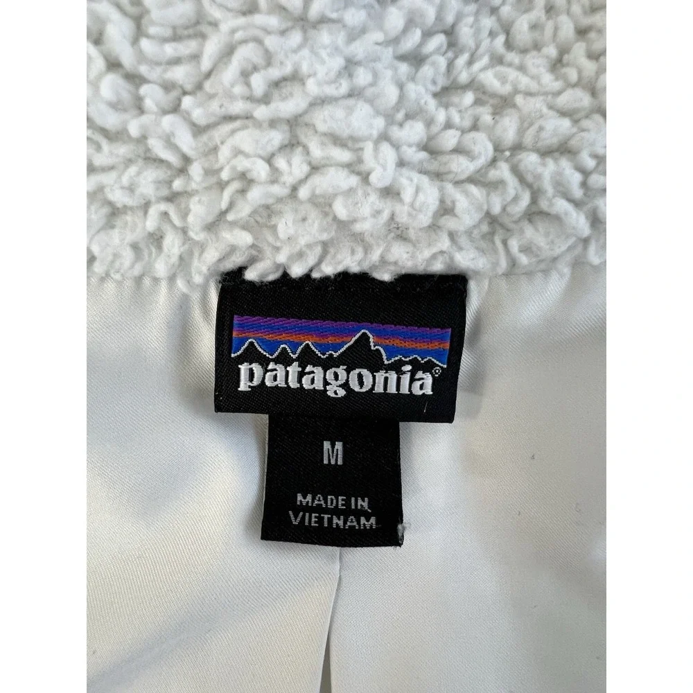 Patagonia Vest Womens Medium White‎ Fleece Sherpa Full Zip Lined Pockets Cozy